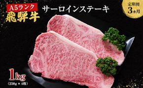 【定期便3ヶ月】牛肉 飛騨牛 サーロイン ステーキ セット 1kg （ 1枚 約250g × 4枚 ） 黒毛和牛 Ａ5 美味しい お肉 牛 肉 和牛 サーロインステーキ 【岐阜県池田町】