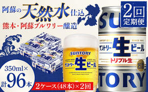 FKK19-908_ 【2回定期便】サントリー 生ビール トリプル生  350ml×2ケース(48缶) 熊本県 嘉島町 ビール サン生