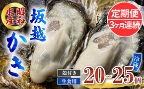 定期便 牡蠣 生食用 坂越かき 殻付き 20～25個《3ヶ月連続お届け》 昭和水産 [ 生牡蠣 真牡蠣 かき カキ 冬牡蠣 ]