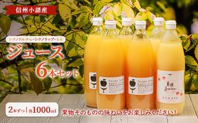 信州小諸産　ジュース6本セット（シナノドルチェ・シナノリップ・もも　各1000ml×2本ずつ）ストレートジュース 小諸市 ギフト