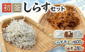 しらす 880g ( しらす 300g × 2 パック 佃煮 280g ) セット 釜揚げ 初釜 減塩 無添加 無着色 冷凍 愛知県 南知多町 しらす しらす干し ちりめん シラス ご飯 ごはん 丼 料理 国産 新鮮 カネ成 人気 おすすめ 小分け