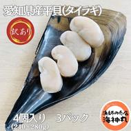 訳あり 平貝 （タイラギ） 4個入り(240～280g) 3パック 冷凍 海鮮  海産物 魚介 ごはん おかず おつまみ お酒 お供 おすすめ 人気 愛知県 南知多町