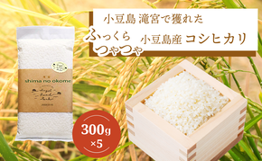 小豆島 滝宮で獲れたふっくらつやつや小豆島産コシヒカリ 300g×5個 こしひかり 白米 精米 もっちり 甘み 1.5kg