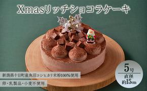 Xmasリッチショコラケーキ 5号 直径約15cm アレルギー対応 特定原材料不使用 クリスマスケーキ チョコレート ホール ケーキ 洋菓子 スイーツ 新潟県 十日町すこやかファクトリー