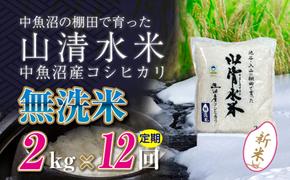 【令和6年産】【定期便／全12回】無洗米2kg　新潟県魚沼産コシヒカリ「山清水米」十日町市 米