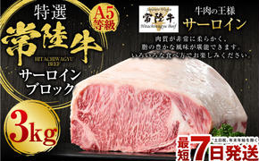 【特選】常陸牛（ひたちぎゅう）A5等級 サーロインブロック 3kg（茨城県共通返礼品 茨城県産）