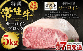 【特選】常陸牛（ひたちぎゅう）A5等級 サーロインブロック 5kg（茨城県共通返礼品 茨城県産）