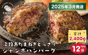 【2025年3月発送】淡路島たまねぎどっさりジャンボハンバーグ 200g×12個