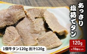 あっさり塩茹でタン 牛タン120g 出汁120g 計240g 10個セット 塩 牛タン 冷凍 ギフト 塩タン 肉 贈り物 絶品 タンシチュー 牛タンカレー おでん 塩茹で 岩沼市