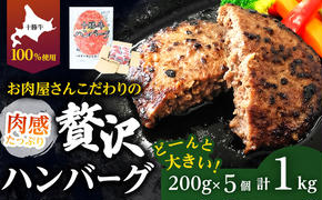 北海道 十勝牛 手ごねハンバーグ 200g×5個 【セット 牛100% 国産牛 牛肉 ハンバーグ 惣菜 小分け 冷凍 牛肉100% 大きい 国産 北海道 十勝 幕別 ふるさと納税 送料無料 】