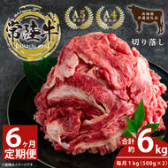 【6回定期便】最高級常陸牛 切り落し 約1kg（約500ｇ×2）×6回【常陸牛 和牛 黒毛和牛 国産和牛 国産黒毛和牛 すき焼き 牛丼 鹿嶋市 茨城県 定期便】(KCW-17)