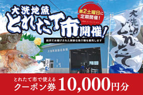 大洗地魚とれたて市クーポン券 10,000円分 (1,000円分×10) 地魚 鮮魚 活魚 朝獲れ 魚介類 漁協 大洗産 大洗 チケット