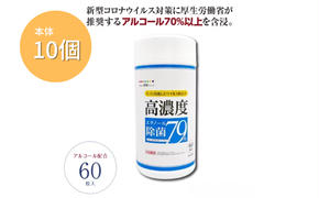 7days,ボトルウェット 高濃度エタノール除菌79％ 60枚(本体10個)