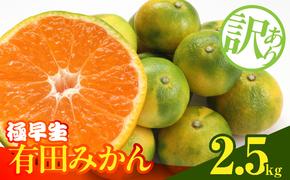 [2025年先行予約]訳あり みかん 極早生 箱込 2.5kg ( 内容量 2.3kg ) サイズミックス 有田みかん 和歌山県産