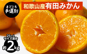 【まごころ手選別】和歌山産 有田みかん 2kg 1箱 (2S～Lサイズ混合) ※2025年11月上旬～2026年1月下旬頃に順次発送予定