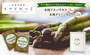 アスパラガス (2kg M-2Lサイズ混合) と アスパラガス で作った 本格 グリーンカレー 180g×2個セット 半農半画家 自慢 露地栽培 北海道 富良野市 野菜 アスパラ 道産 産地直送 カレー レトルト スパイシー かけるだけ