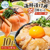 訳あり 海鮮漬け丼 タイ6P・サーモン4Pセット 1袋60g 真鯛 タイ サーモン 詰め合わせ お茶漬け 醤油 漬け 食べ比べ おつまみ 惣菜 鯛茶漬け 魚介類 海鮮 新鮮 天然 美味しい 活き締め 冷凍 配送