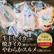 生干しイカと焼きイカ真空パック、やわらかスルメセット