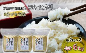 米 6kg (2kg×3袋) コシヒカリ 池田町産 8分づき セット 分つき精米 お米 おこめ こめ コメ ごはん ご飯 有機肥料 減農薬栽培 こしひかり 岐阜県