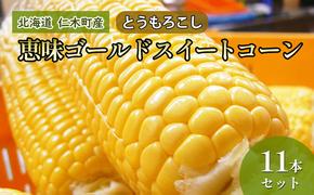 [先行受付] 北海道 仁木町産 とうもろこし 恵味ゴールド スイートコーン 11本 セット 野菜 コーン 甘い [峠のふもと紅果園]