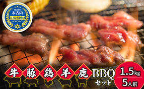 6種のお肉 BBQセット 牛 豚 鶏 羊 鹿肉 5人前 1.5kg 焼肉