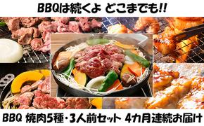 【4カ月連続】ハッピー！BBQセット　～焼肉5種　3人前コース～