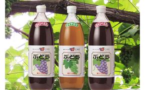 北海道仁木産ぶどうジュース飲み比べセット(キャンベルス、ナイヤガラ):1000ml×3本 果汁飲料 野菜飲料 ブドウ ぶどう ジュース セット[JA新おたる]