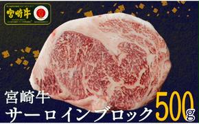 【宮崎牛】 サーロイン ブロック 500g [SHINGAKI 宮崎県 美郷町 31ag0056] 黒毛 和牛 ステーキ 国産 宮崎 A4 A5等級 牛肉 焼肉 宮崎県産 冷凍 送料無料 ブランド 牛 肉 霜降り BBQ バーベキュー キャンプ