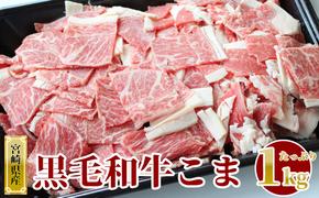 宮崎県産 黒毛和牛 こま 500g×2パック 計1kg [SHINGAKI 宮崎県 美郷町 31ag0073] 牛肉 小間 冷凍 九州産 送料無料 肉じゃが 牛丼 野菜炒め 普段使い