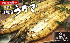 老舗亀一の手焼きうなぎ白焼（約120g×2本）