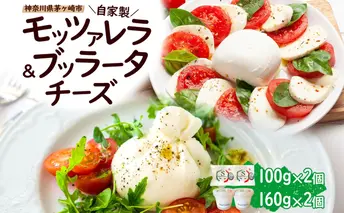 自家製 チーズ 詰め合わせ モッツァレラチーズ 100g  ブッラータチーズ180g 各2個 出来立て 神奈川県産 幻のチーズ  手作り 湘南 茅ケ崎 フレッシュチーズ  おつまみ ピザ