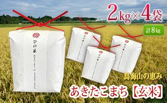 秋田県産 あきたこまち 玄米 8kg（2kg×4袋）神宿る里の米「ひの米」（お米 小分け）
