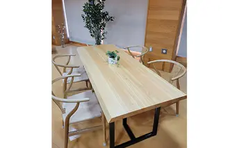 ヒノキ　無垢材テーブル（幅ハギ）