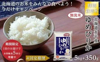 限定企画！【4回定期便】[無洗米]ゆめぴりか5kg＋350g特別栽培米「北海道赤平産のお米をみんなで食べよう今だけキャンペーン」