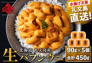 北海道 礼文島産 塩水 エゾバフンウニ 90g×5 雲丹