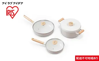 フライパン ルオント フライパン・なべ6点セット LUO-SE6W ホワイト アイリスオーヤマ 北欧 無加水 セラミック 