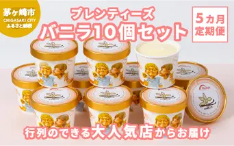 【5か月定期便】湘南茅ヶ崎の人気店 プレンティーズのアイスクリーム（バニラ10個） お菓子 スイーツ ひんやり デザート 夏 おしゃれ かわいい バニラアイス 