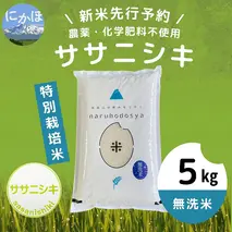 【令和5年産新米予約】【無洗米】栽培期間中農薬・化学肥料不使用　特別栽培米ササニシキ5kg
