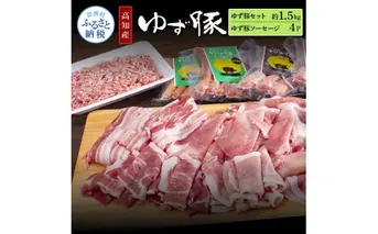 NIN010　なはりゆず豚セット1.5kg＋ゆず豚ソーセージ4P - バラ ロース モモ ひき肉 ソーセージ フランクフルト 豚肉 国産 詰め合わせ 冷凍 料理 おうちごはん 個包装 27000円 高知県産