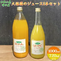 BT6007n_和歌山県有田産 大福園のジュース2本セット（みかん1000ml・はっさく720ml）