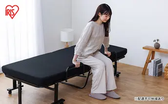 ベッド 折りたたみベッド ハイタイプ キャスター付 高反発マットレス OTBSS-KRH ブラック アイリスオーヤマ ブラック 折り畳みベッド 高反発 簡易ベッド 折りたたみ 折畳ベッド おすすめ 寝具 