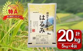 【湘南生まれのお米】神奈川県産はるみ 5kg×4 【特Aランク】精米 米 お米 白米 5キロ 4袋 20kg 20キロ 神奈川米 米の食味ランキング 常温 甘み ねばり やや弱め 玉子かけごはん 粒が大きい 