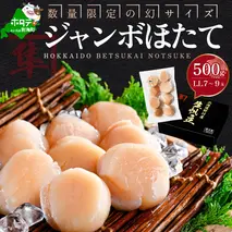 【数量限定】幻 サイズ 北海道 別海町 野付産 ジャンボ ほたて 冷凍 貝柱 500g （7～9玉前後）LLサイズ【KO0000002】