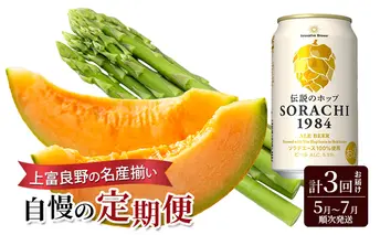 上富良野の名産揃い自慢の定期便 アスパラガス ビール メロン 赤肉