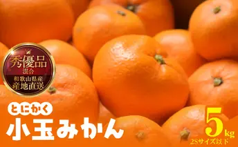 MK1040_【2025年先行予約】みかん とにかく 小玉 箱込 5kg ( 内容量 4.4kg ) 2Sサイズ以下 秀品 優品 混合 有田みかん 和歌山県産 産地直送 【みかんの会】