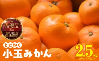 MK1000_【2025年先行予約】みかん とにかく 小玉 箱込 2.5kg ( 内容量 2.3kg ) 2Sサイズ以下 秀品 優品 混合 有田みかん 和歌山県産 産地直送 【みかんの会】