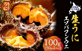 北海道 礼文島産 採れたて バフンウニ 塩水パック 50g×2 生うに 生ウニ 塩水うに 魚貝類 雲丹