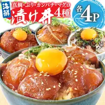 漬け丼 4種 海鮮丼 海鮮丼セット 真鯛 ブリ カンパチ マグロ 漬け丼セット 80g×各4P 計16P 海鮮 漬け お茶漬け 鯛 ぶり 鰤 かんぱち まぐろ 鮪 冷凍 小分け パック ご飯 晩御飯 惣菜 刺身 高知県 