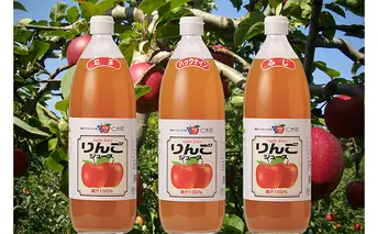 北海道産りんごジュース3種（ふじ、ハックナイン、紅玉）：3本