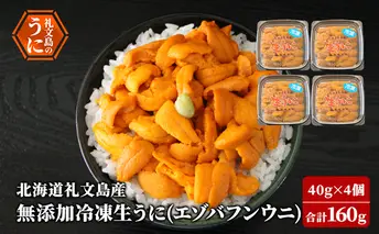 北海道 礼文島産 無添加 冷凍 生うに （ エゾバフンウニ ）40g×4個 北海道産 バフンウニ  ギフト 雲丹 うに丼 うに 礼文